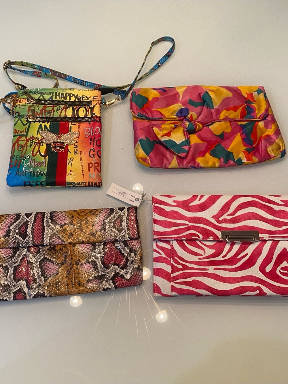 Statement Clutch Bag Lot NWT Style Co Zebra J Renee Graffiti Bee Crossbody 4 Pc